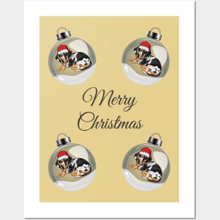 Merry Christmas with Santa Dachshund Dog in Glass Bauble Posters and Art